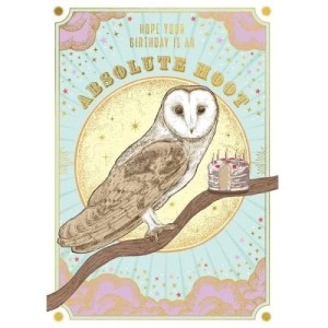 Картичка за рожден ден - Бухал и торта